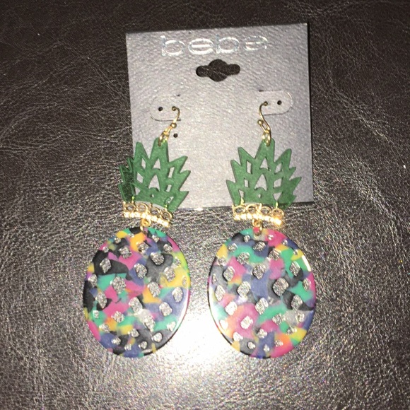 Host Pick* bebe pineapple multi color Earrings 3.5 - Picture 1 of 3